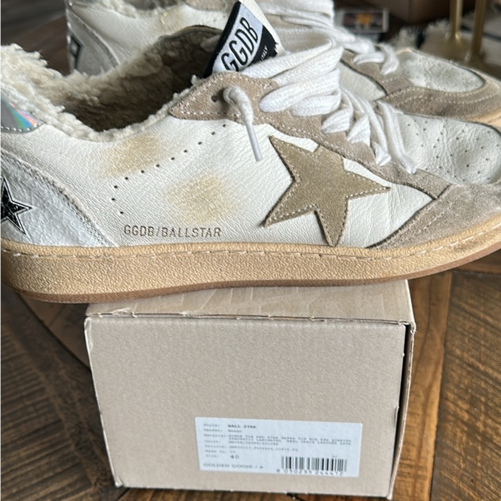 Golden Goose Ball Star Cream and Brown Star Sneakers size 40 - Picture 2 of 3